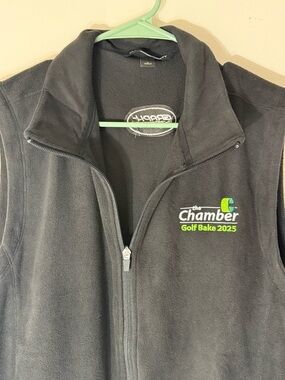 Port Authority Fleece Vest Mens L Black Full Zip Chamber Golf Bake 2025 Logo